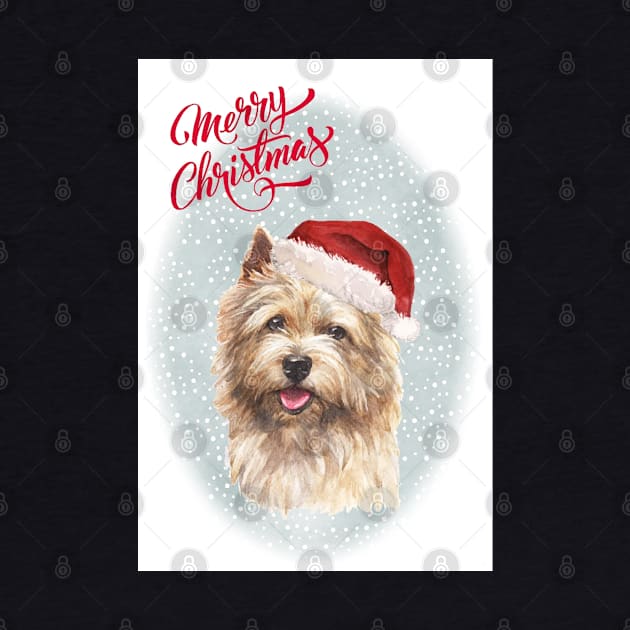 Norwich Terrier Dog Merry Christmas Santa Dog by Puppy Eyes